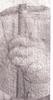 Close-up infra-red detail of left hand of baby Christ.  Detail shows an uncorrected synpolydactyly after early soft tissue separation. 